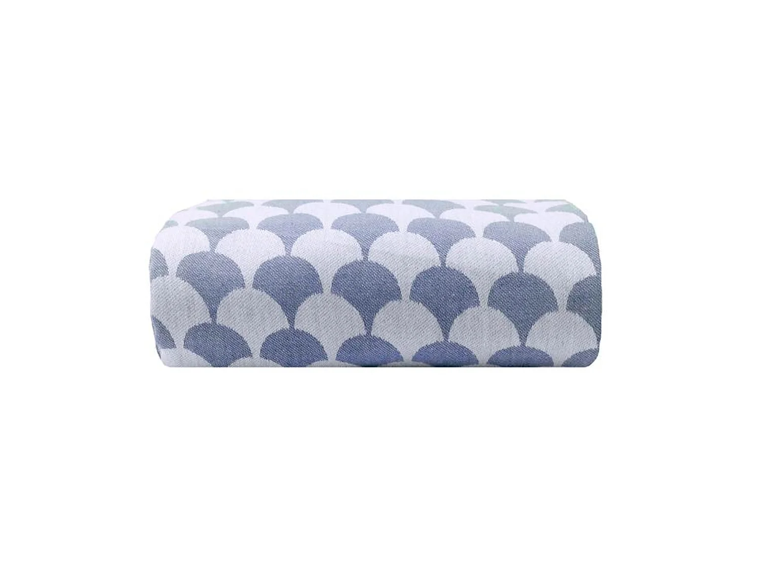 Couverture plaid DROPALL 100% coton bleu marine et blanc 130x170 cm - SACASA
