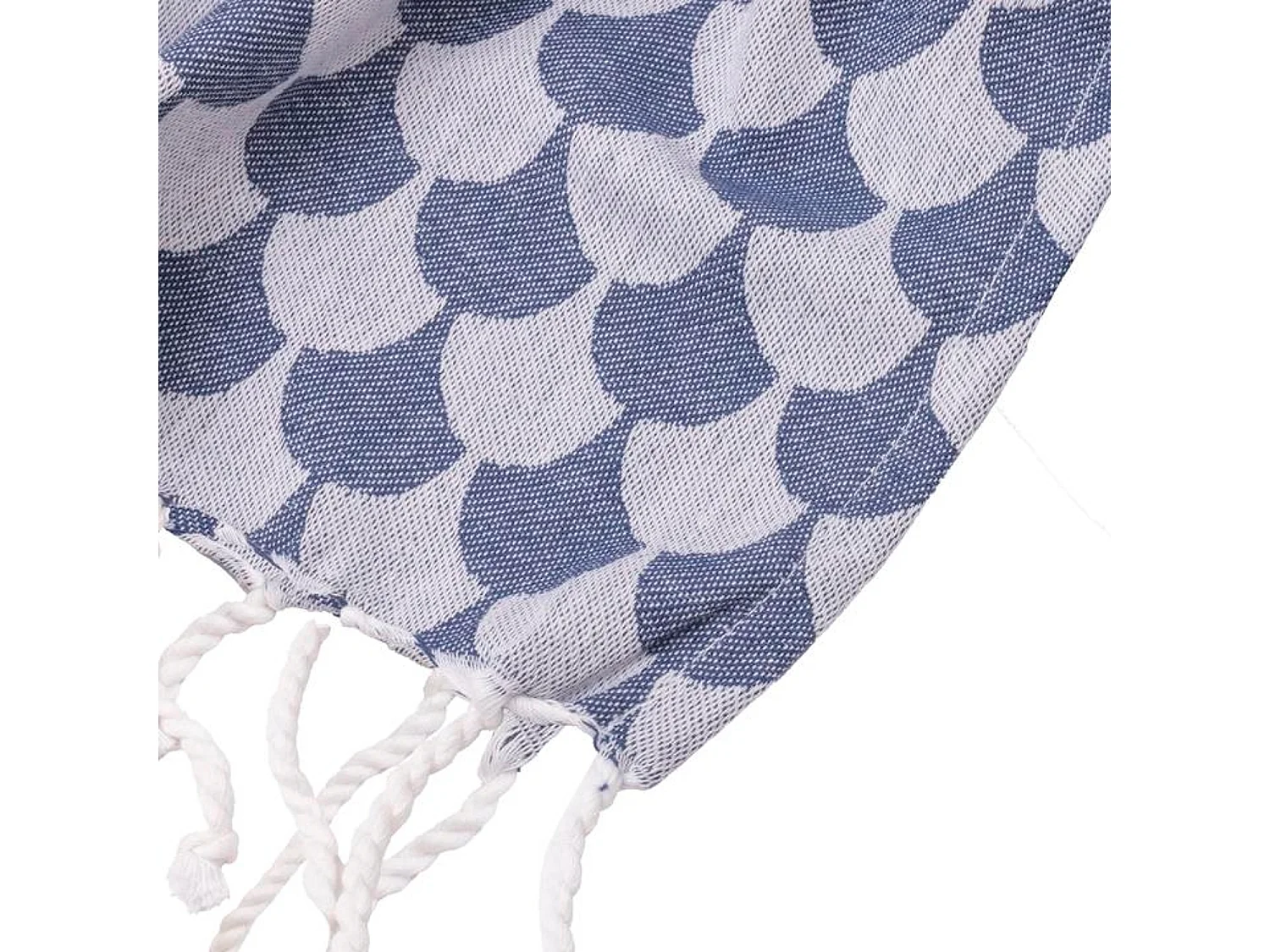 Couverture plaid DROPALL 100% coton bleu marine et blanc 130x170 cm - SACASA