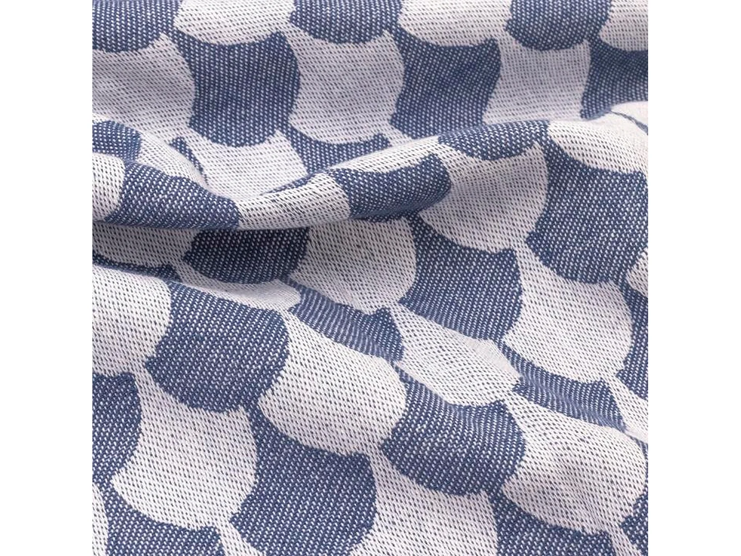 Couverture plaid DROPALL 100% coton bleu marine et blanc 130x170 cm - SACASA