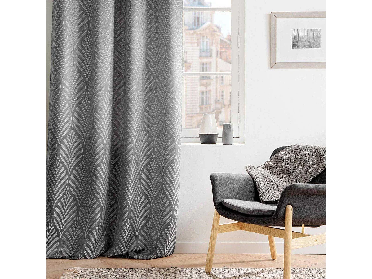 Rideau à Œillets Jacquard "Victoria" 140x260cm Gris