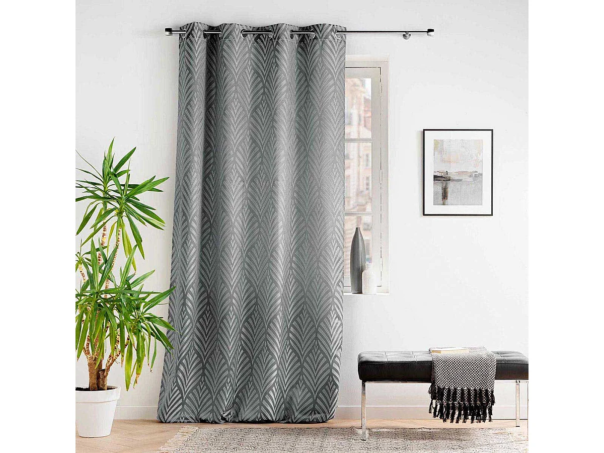 Rideau à Œillets Jacquard "Victoria" 140x260cm Gris