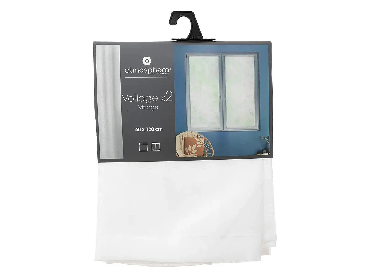 Lot de 2 Rideaux Voilage "Moly" 60x120cm Blanc