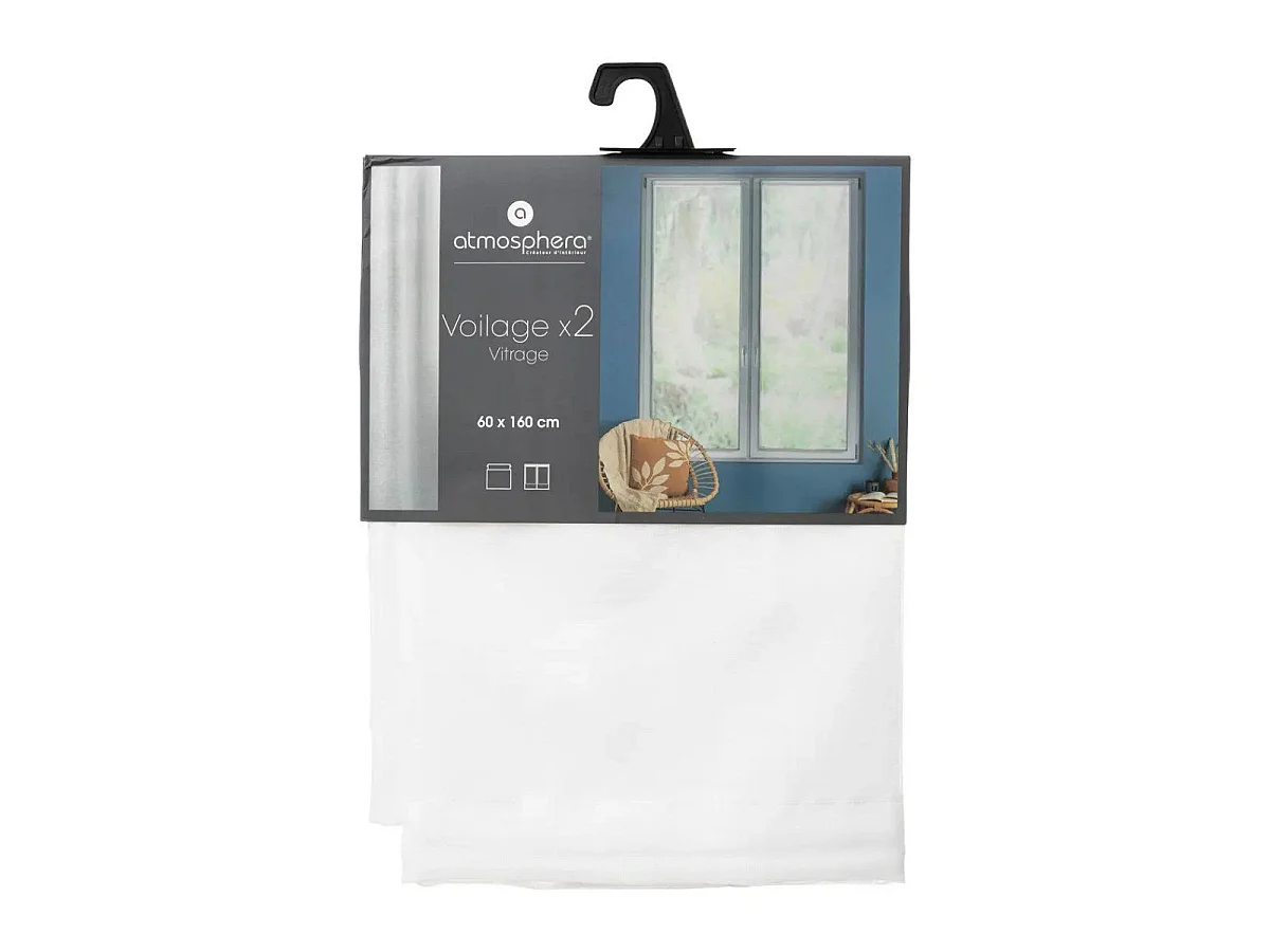 Lot de 2 Rideaux Voilage "Moly" 60x160cm Blanc