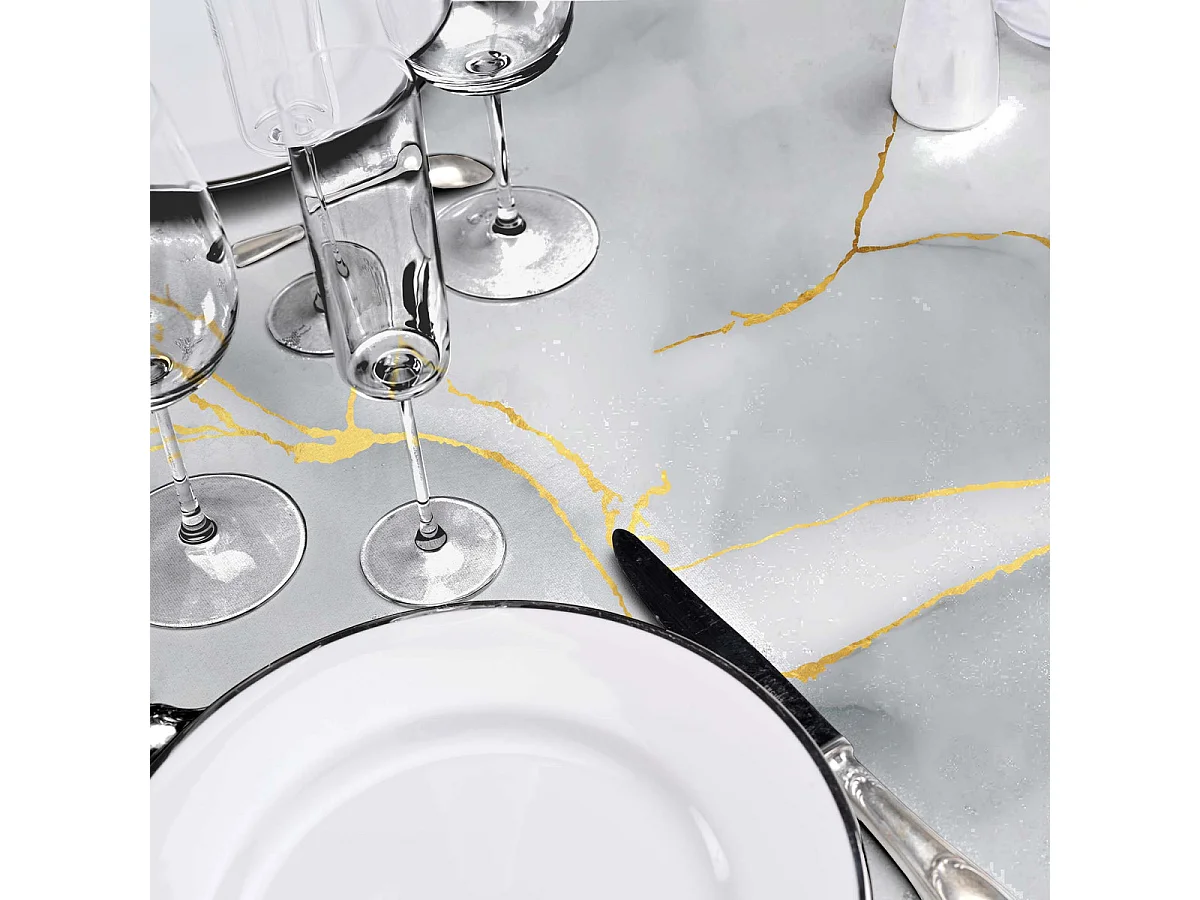Nappe Toile Cirée "Marbrelle" 140x240cm Gris