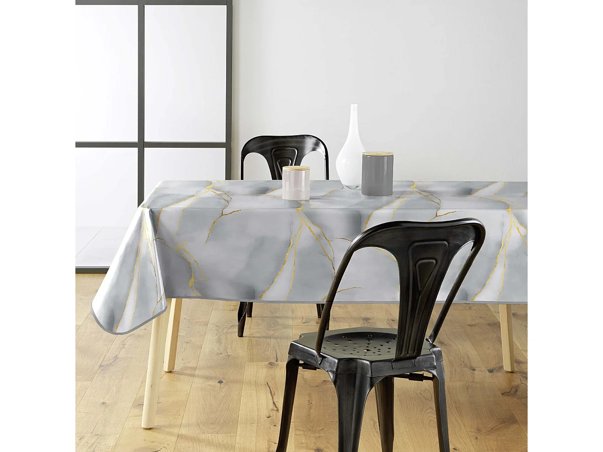 Nappe Toile Cirée "Marbrelle" 140x240cm Gris