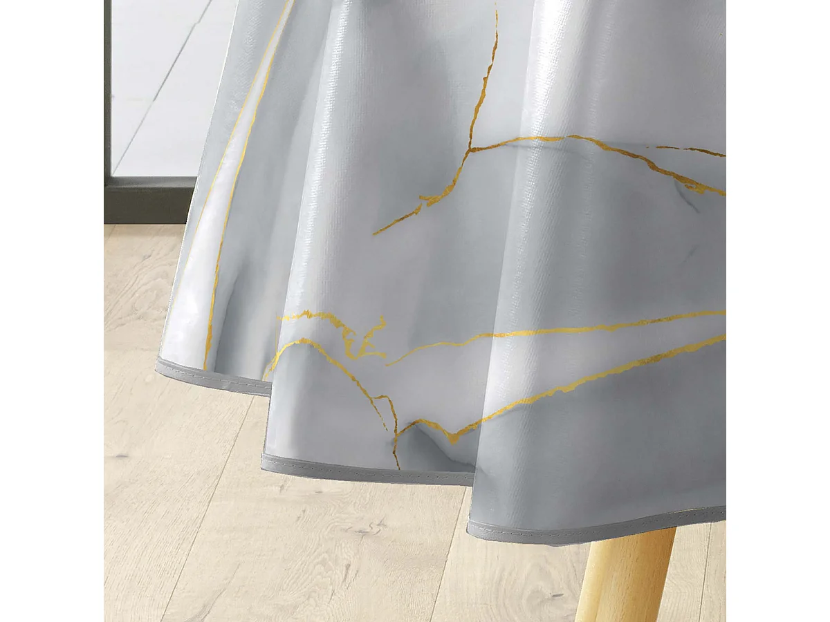 Nappe Toile Cirée Ronde "Marbrelle" 160cm Gris