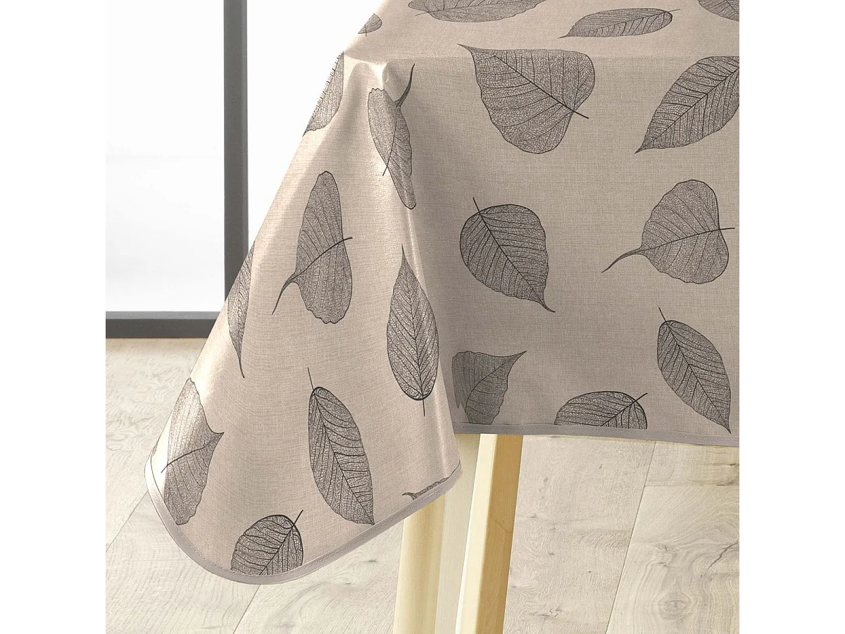 Nappe Toile Cirée "Feuillys" 140x240cm Beige Lin