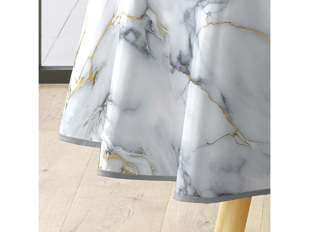 Nappe Toile Cirée Ronde "Marquina" 160cm Gris