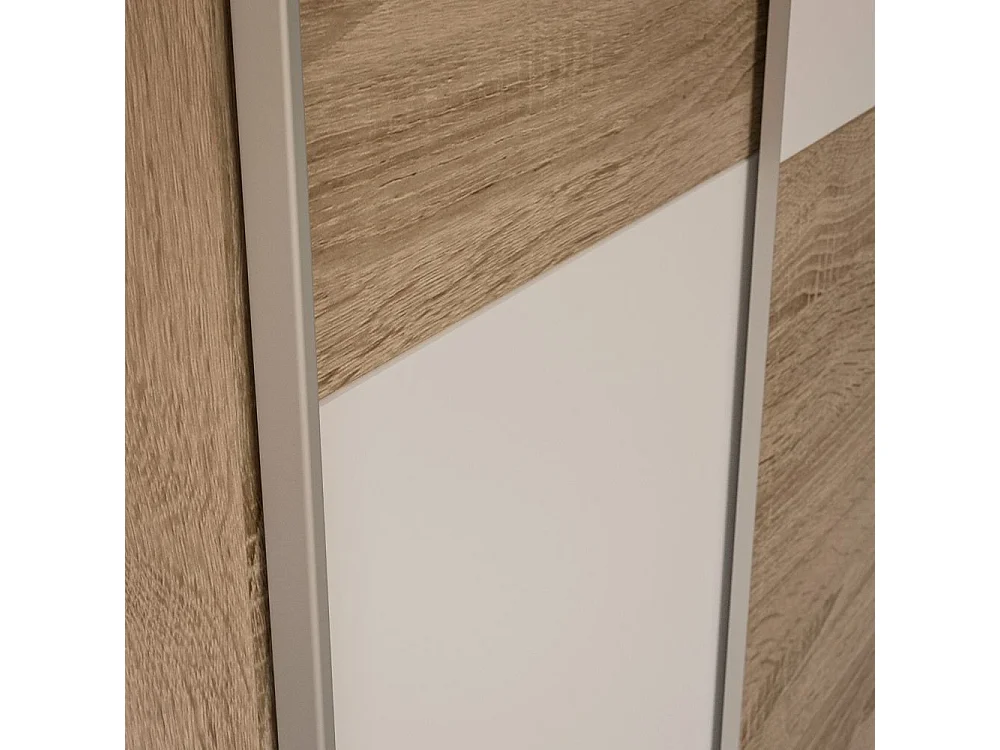 Moderne schuifdeurkast Zeno Eiken en Wit 120x42x190.5H