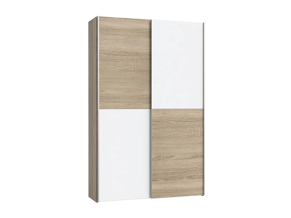 Moderne schuifdeurkast Zeno Eiken en Wit 120x42x190.5H