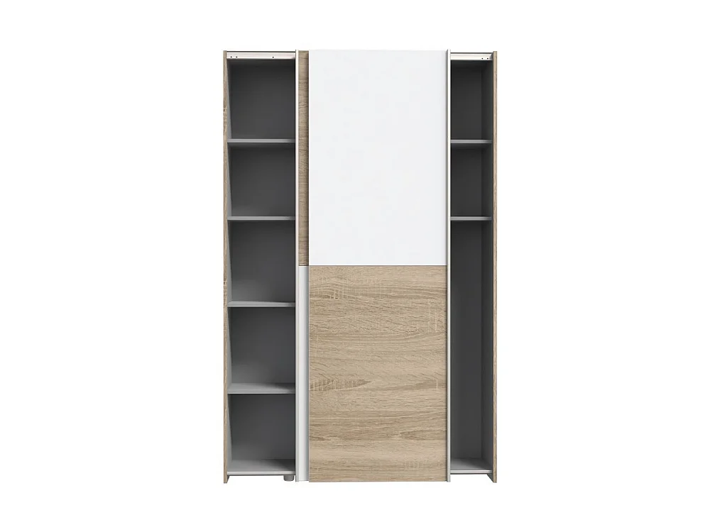 Moderne schuifdeurkast Zeno Eiken en Wit 120x42x190.5H