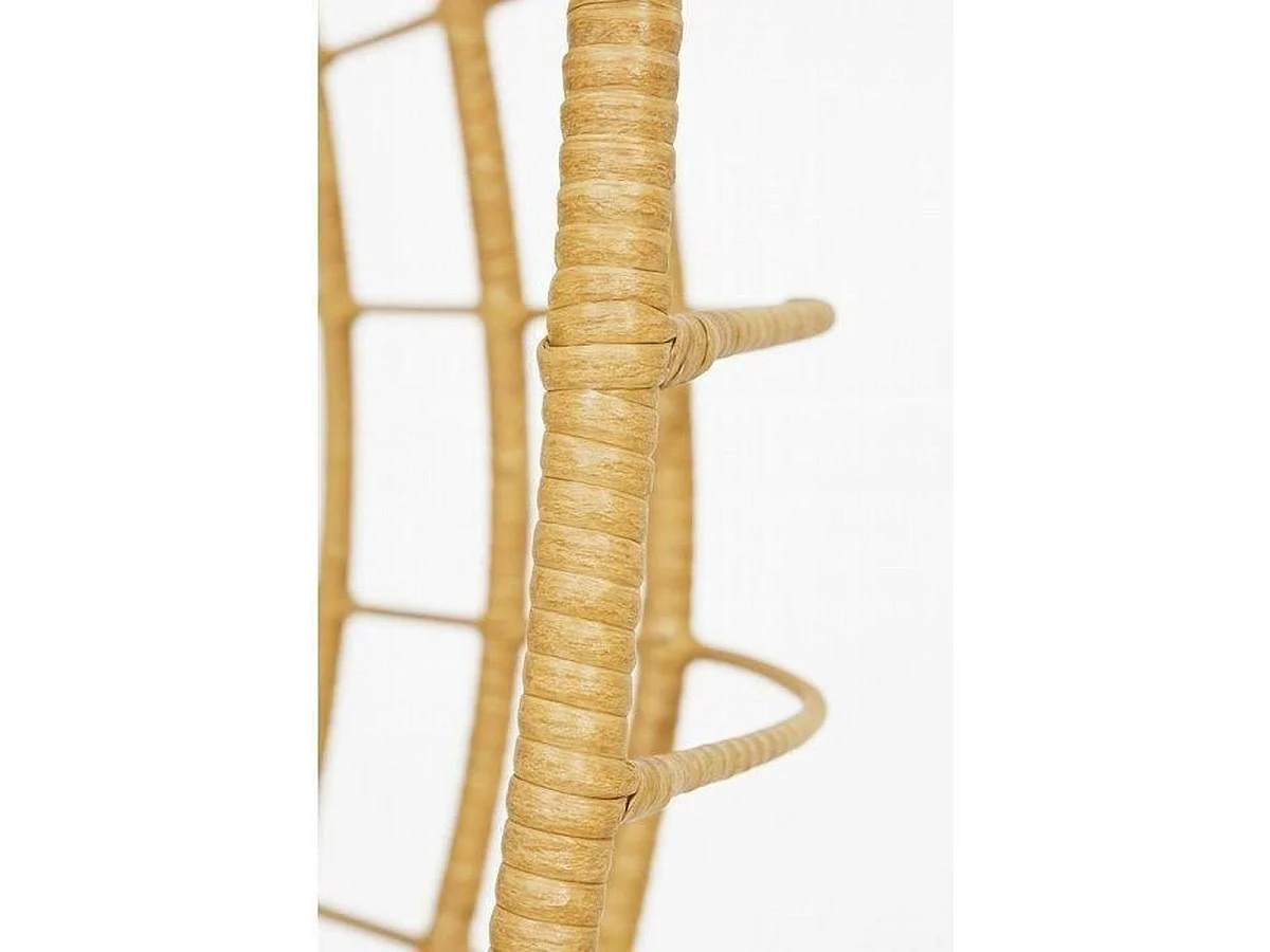 Moderne Hangende Ei Stoel met Crème Stalen Frame en Beige Geweven Hars - H200 cm