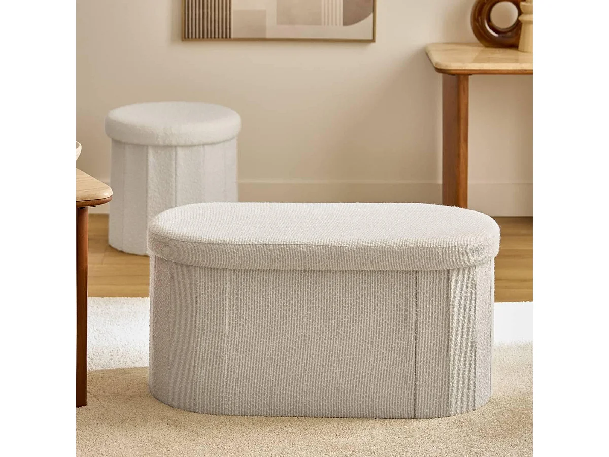 Pouf Coffre Double "Fink" 76cm Blanc