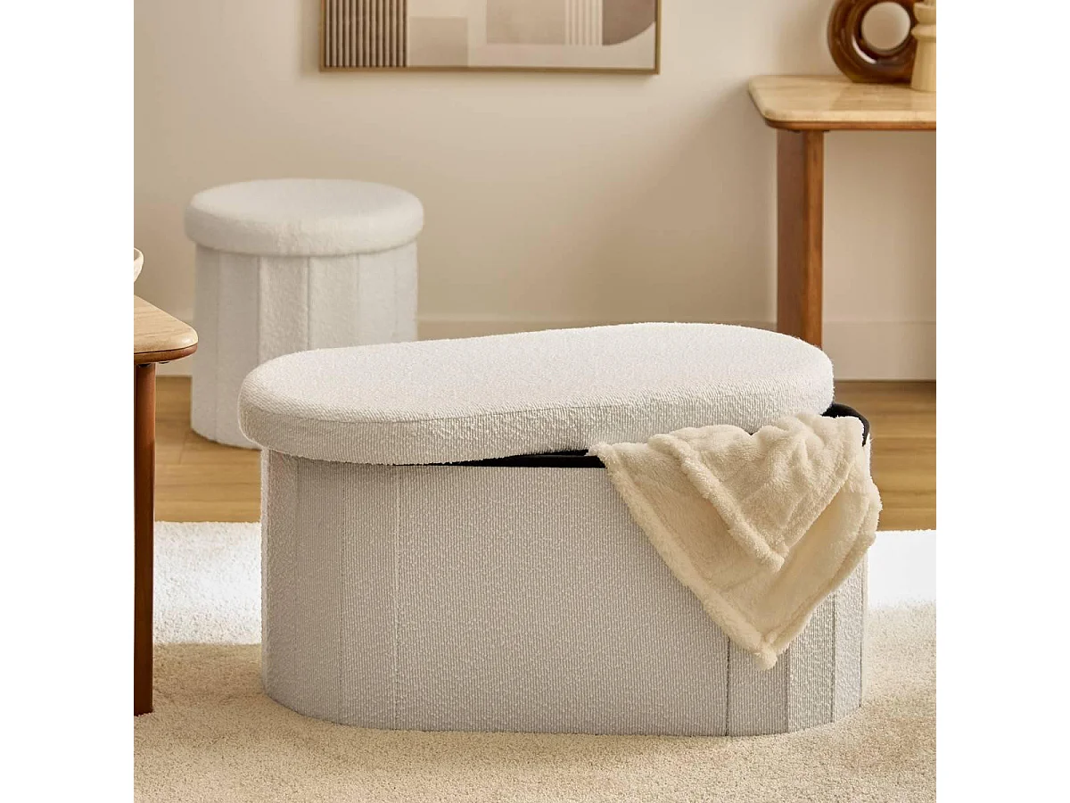 Pouf Coffre Double "Fink" 76cm Blanc