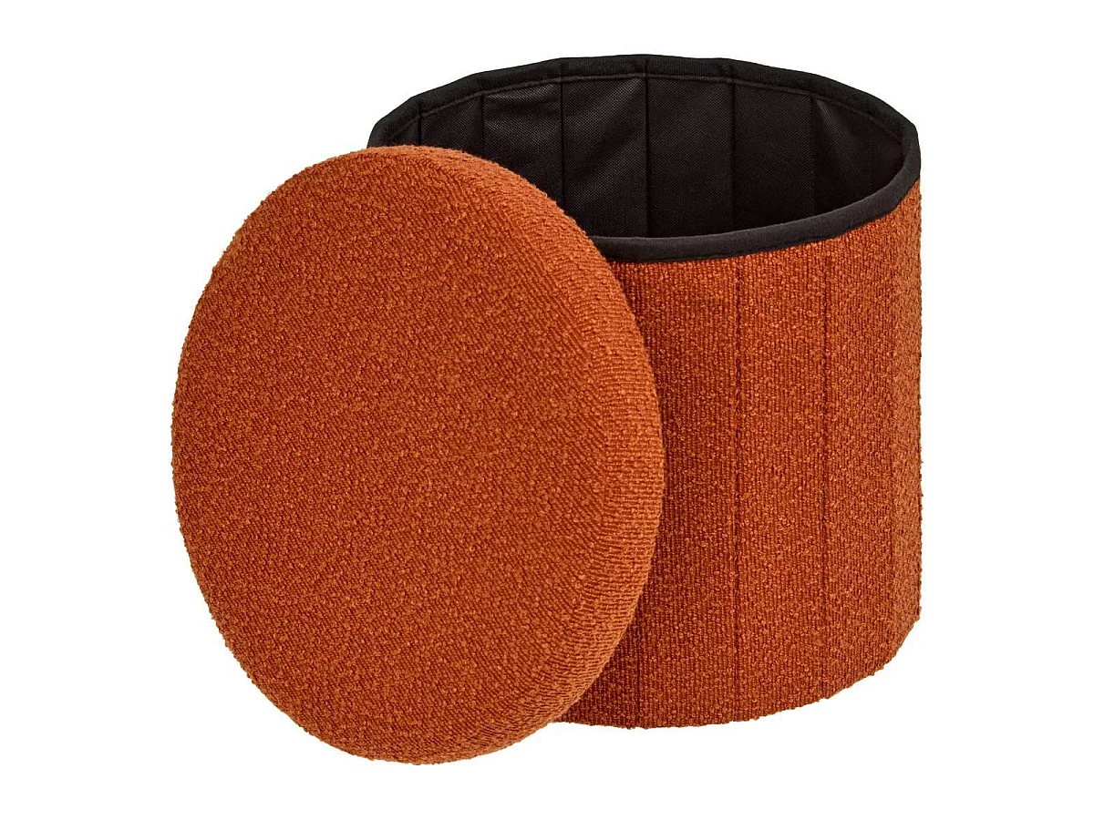 Pouf Coffre Pliant Bouclette "Fink" 38cm Ambre