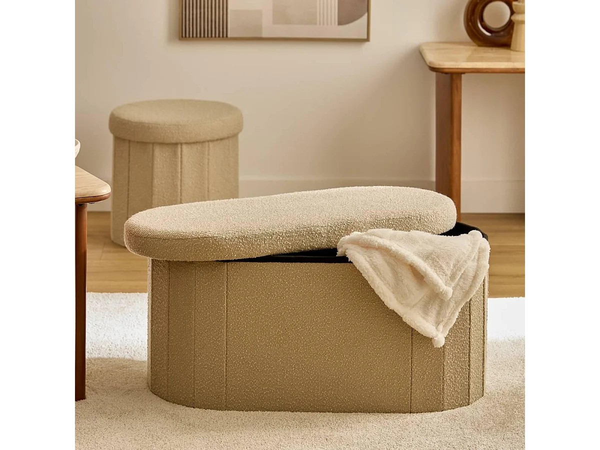 Pouf Coffre Double "Fink" 76cm Taupe