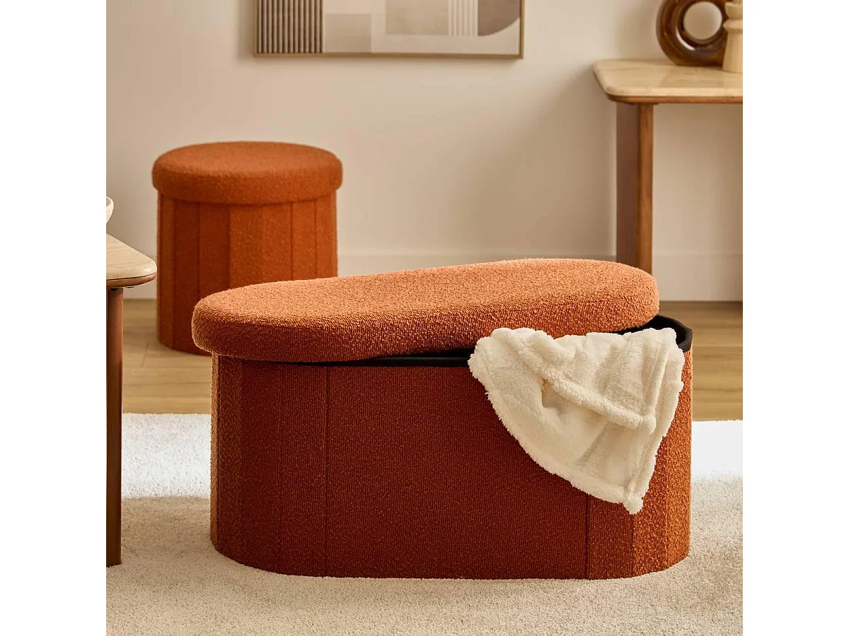 Pouf Coffre Double "Fink" 76cm Ambre