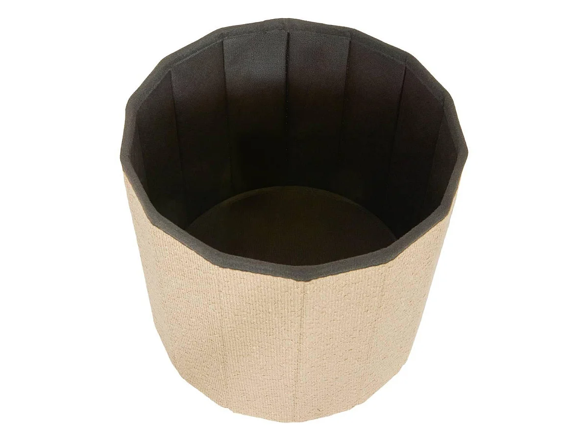 Pouf Coffre Pliant Bouclette "Fink" 38cm Beige