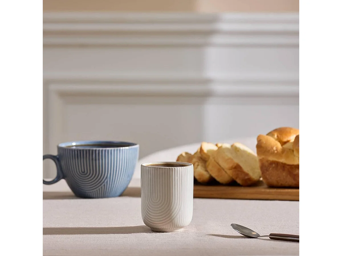 Lot de 6 Tasses en Faïence "Lya" 20cl Blanc