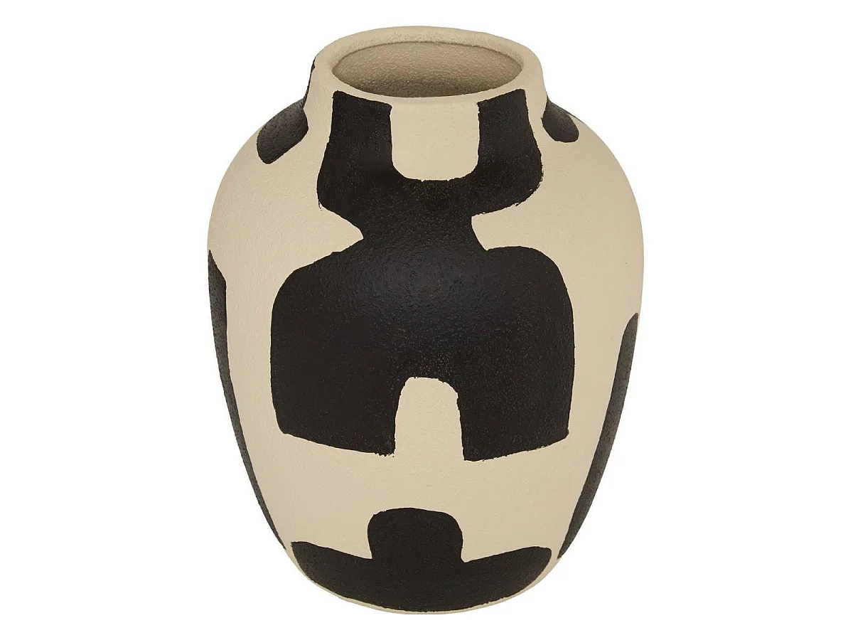 Vase Déco en Dolomite "Nyer" 32cm Noir & Beige