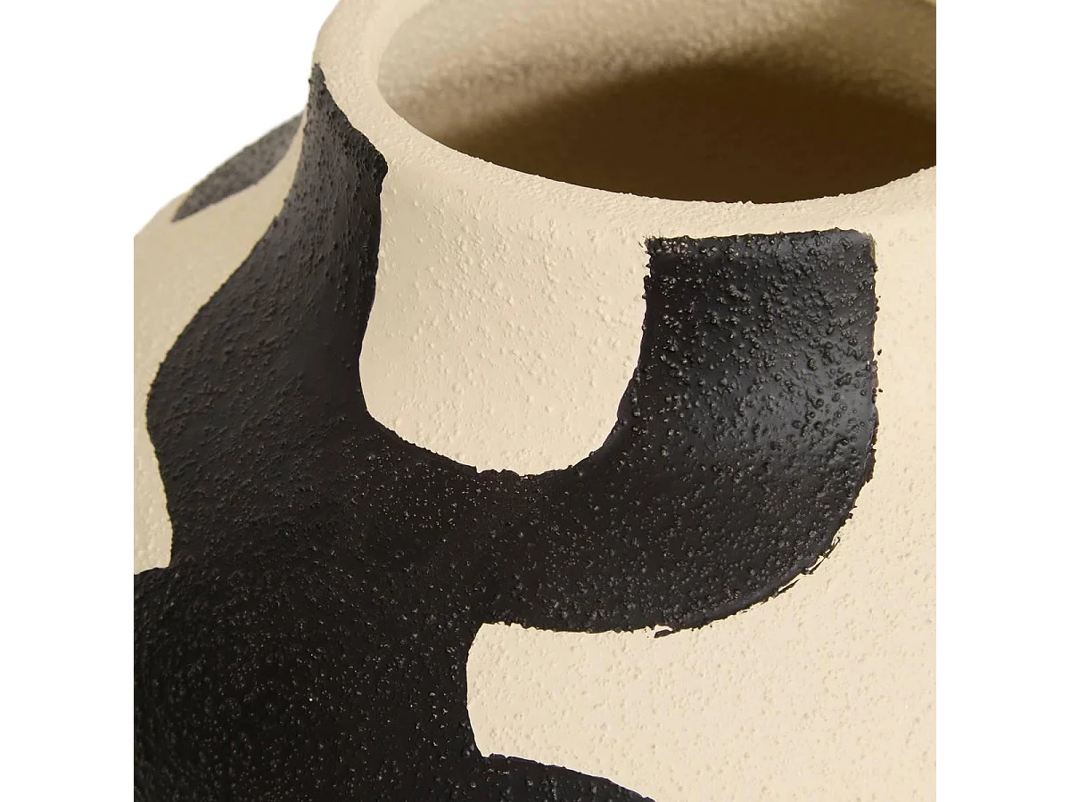 Vase Déco en Dolomite "Nyer" 32cm Noir & Beige