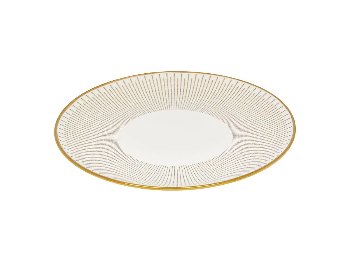 Lot de 6 Assiettes à Dessert Porcelaine "Lunis" 19cm Doré