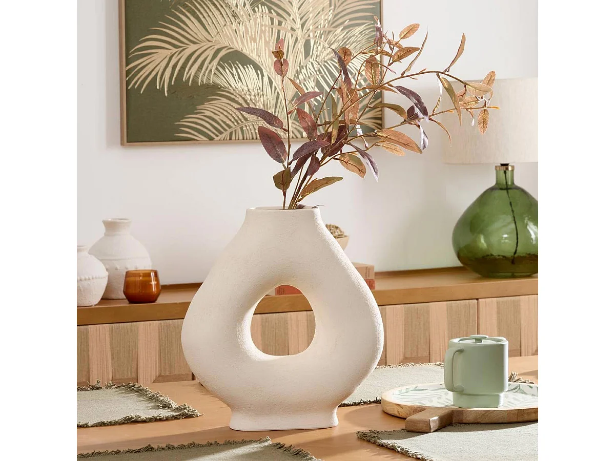 Vase Design en Dolomite "Bréa" 34cm Blanc