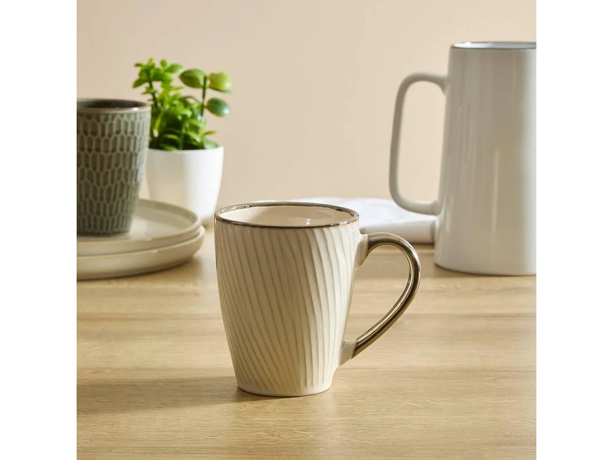Lot de 6 Mugs en Faïence "Ella" 35cl Blanc