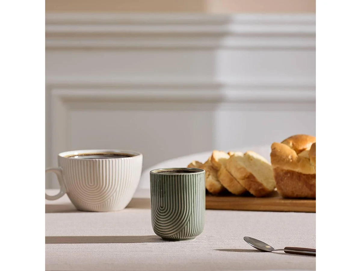 Lot de 6 Tasses en Faïence "Lya" 20cl Vert