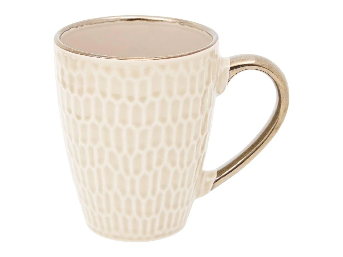 Lot de 6 Mugs en Faïence "Ella" 35cl Beige