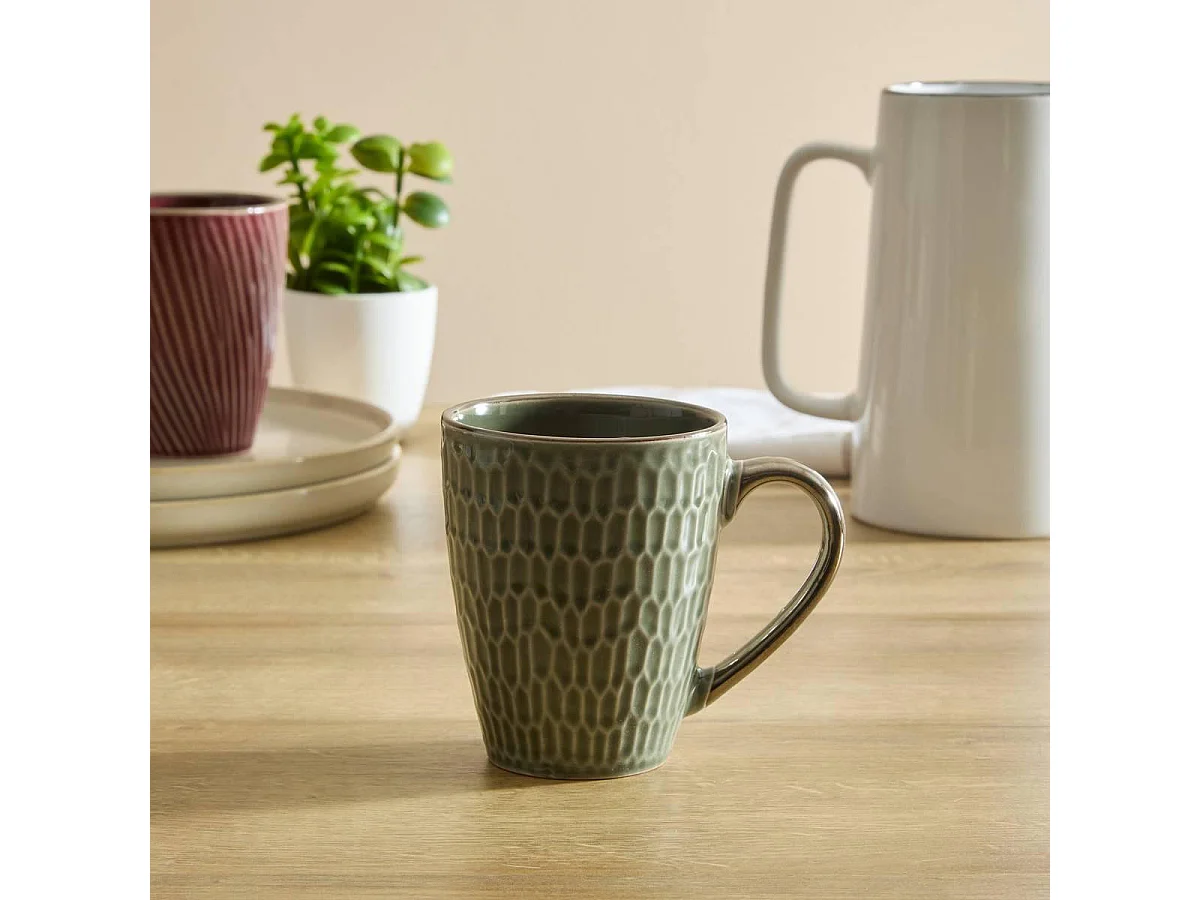 Lot de 6 Mugs en Faïence "Ella" 35cl Vert