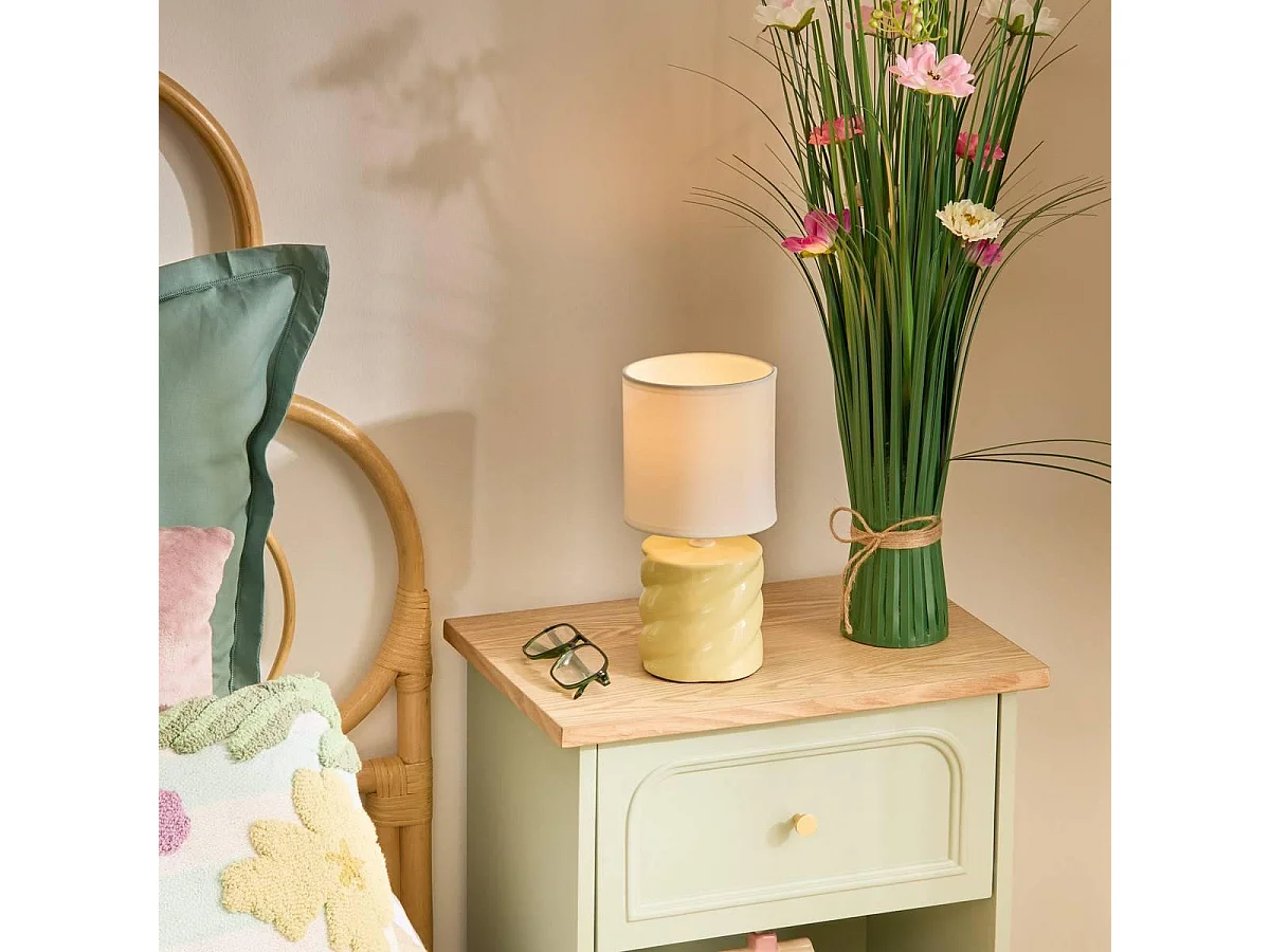 Lampe à Poser en Grès "Noly" 27cm Jaune
