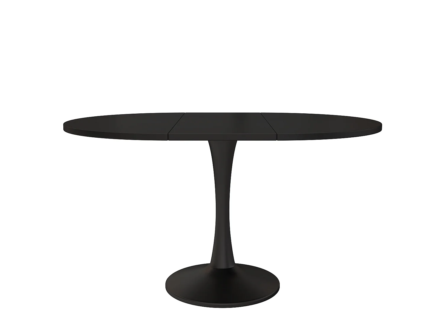 Table à manger extensible ovale noire, pied central, 100-140 cm, design moderne
