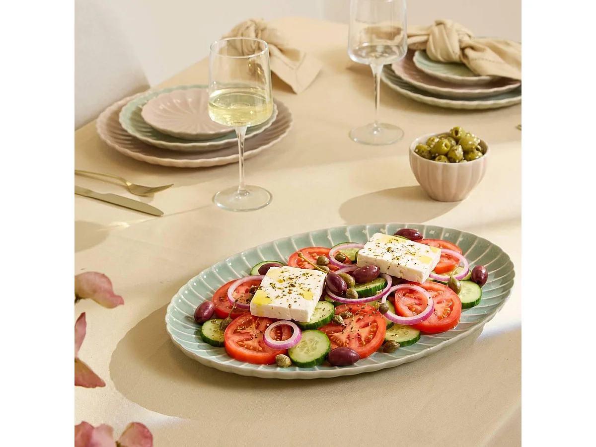 Plat de Présentation en Grès "Romy" 41cm Vert
