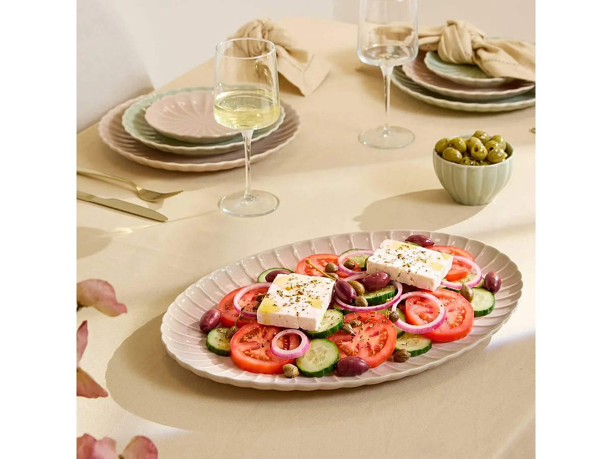Plat de Présentation en Grès "Romy" 41cm Rose