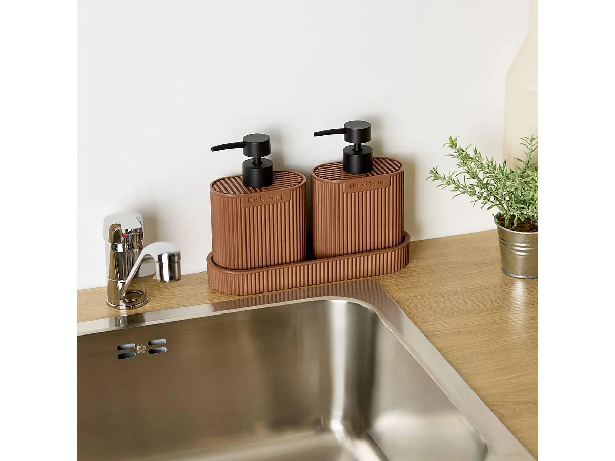 Lot de 2 Distributeurs de Savon "Terra" 24cm Marron