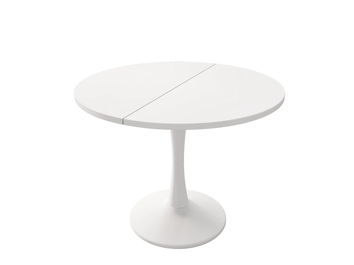 Table à manger extensible ovale blanche, pied central, 100-140 cm, design moderne