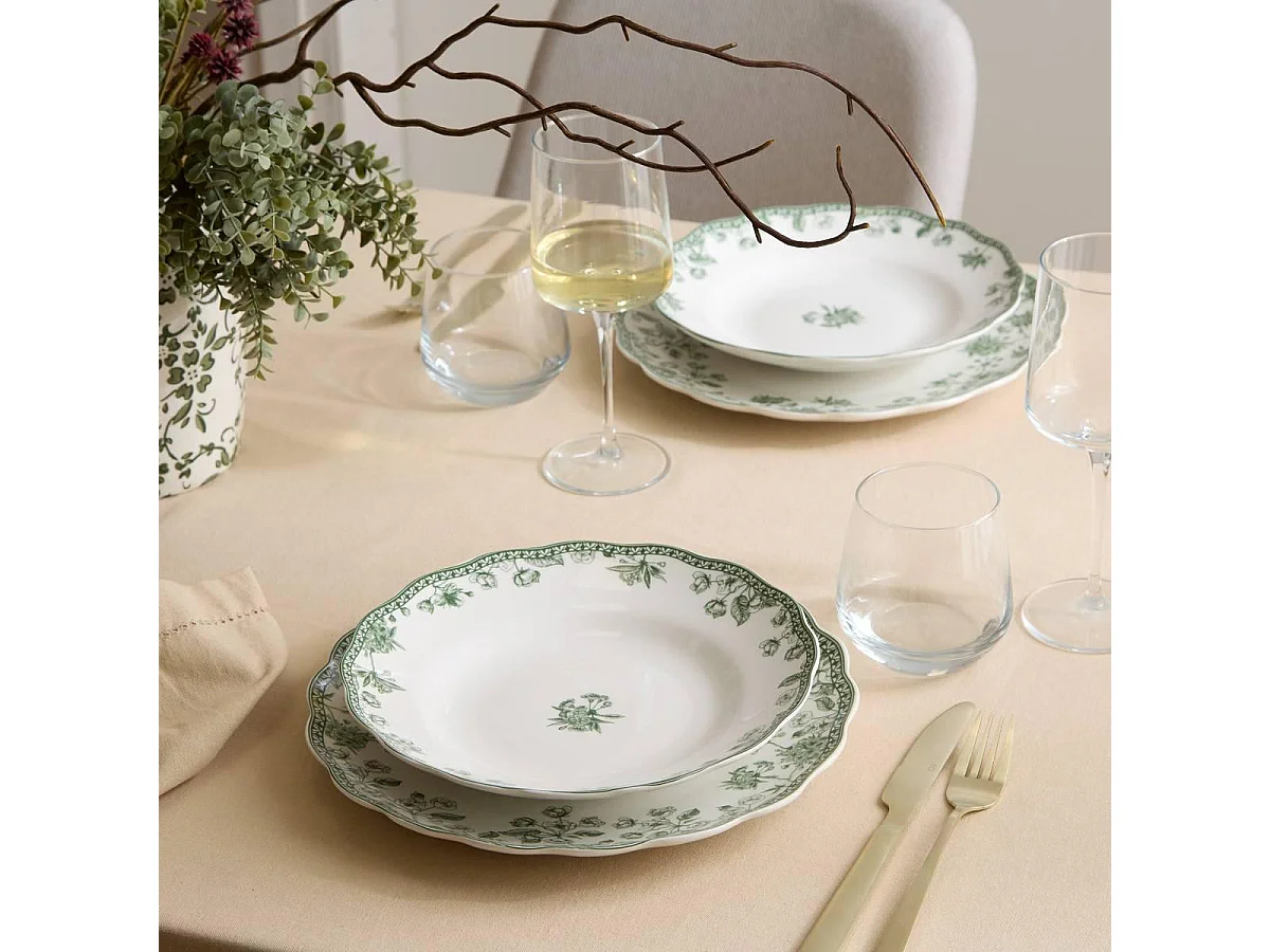 Lot de 6 Assiettes Creuses "Lisière" 22cm Vert
