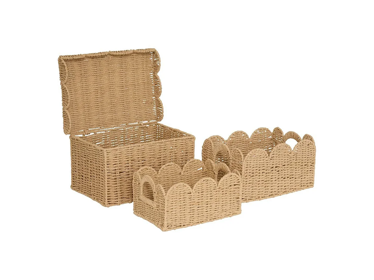 Lot de 3 Cagettes à Festons "Cyrielle" 35cm Naturel