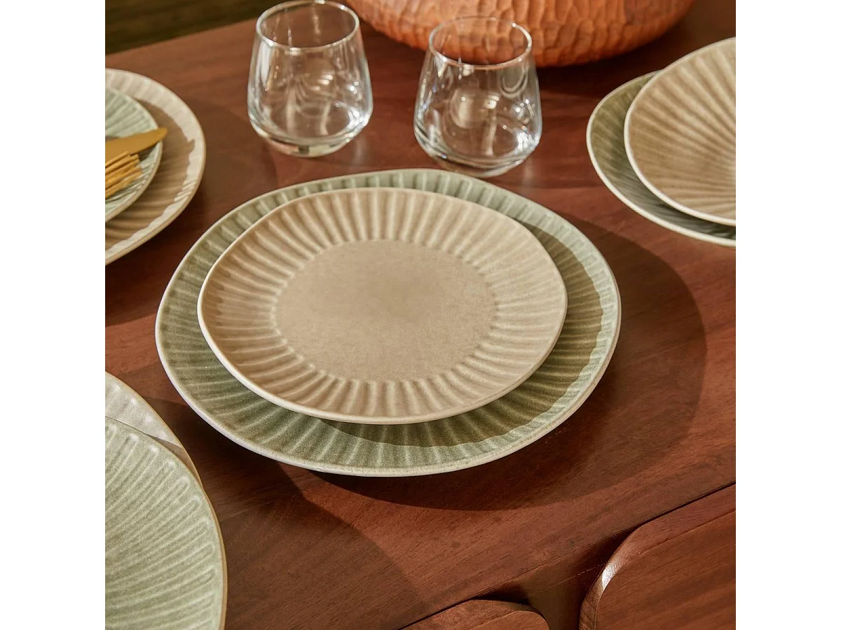 Lot de 6 Assiettes Plates "Nyero" 27cm Vert