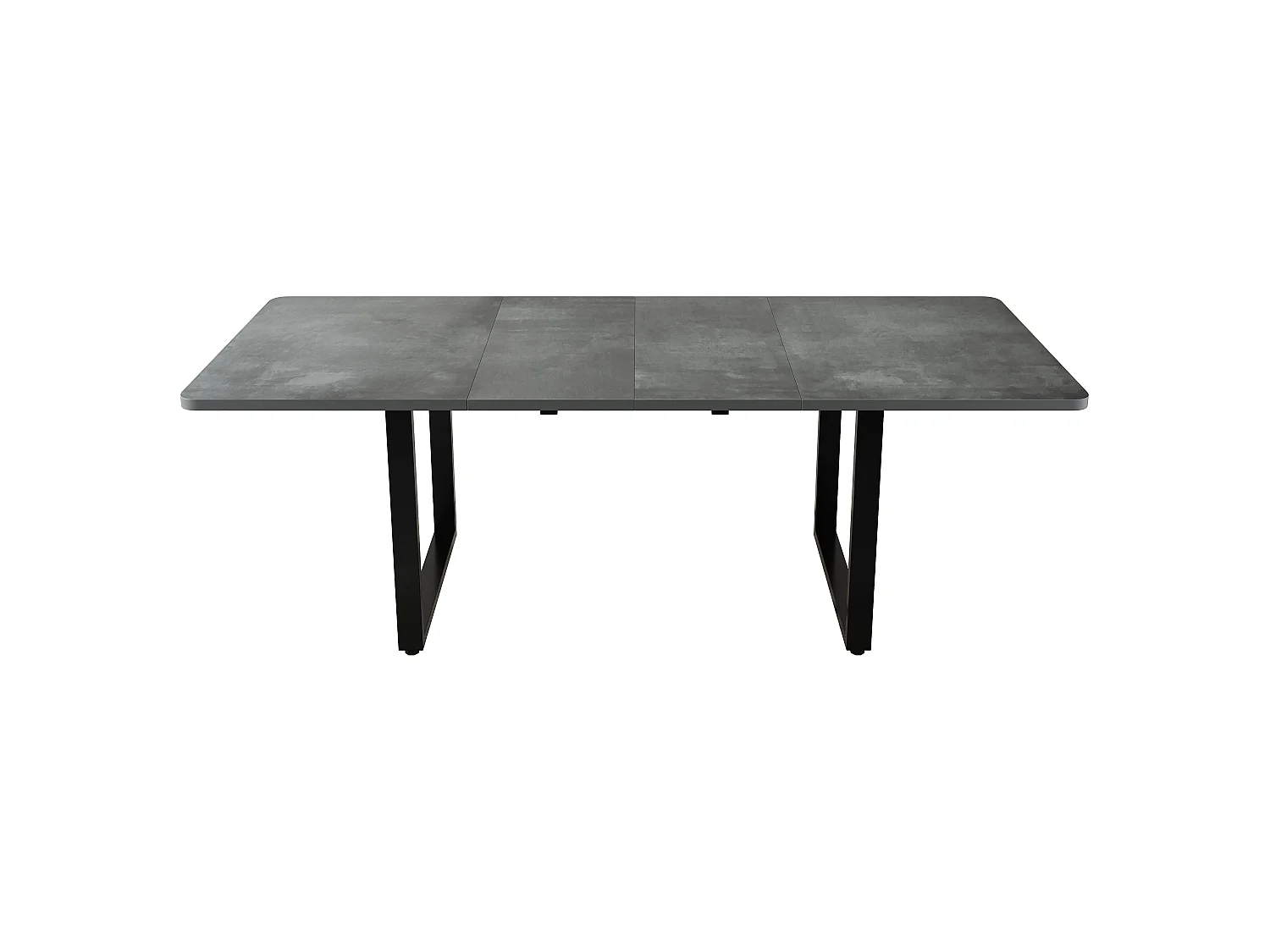 Table à manger extensible grise 140-220 cm, pieds métal noir, design moderne, 6-10 pers