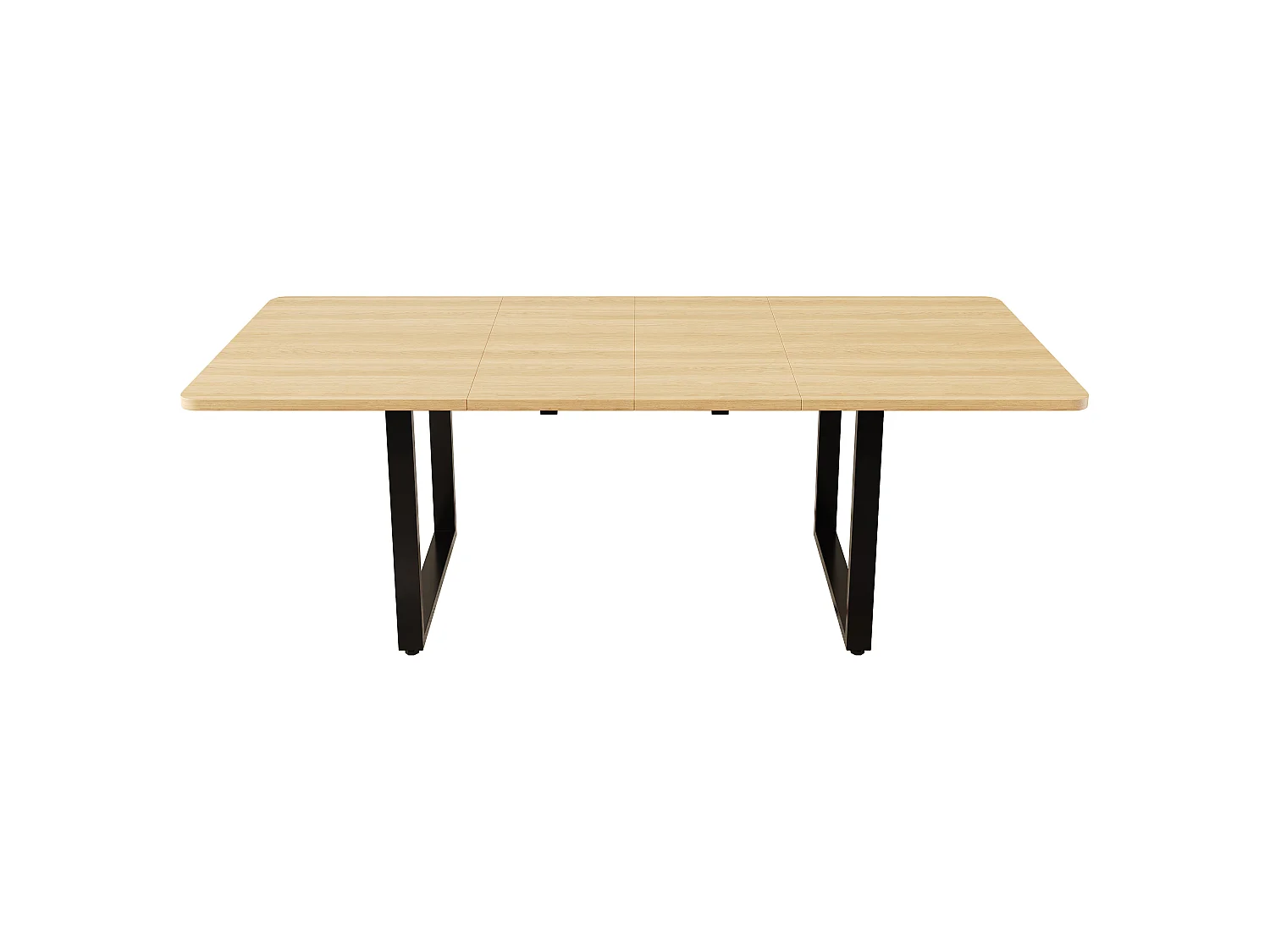Table à manger extensible chêne 140-220 cm, pieds métal noir, design moderne, 6-10 pers