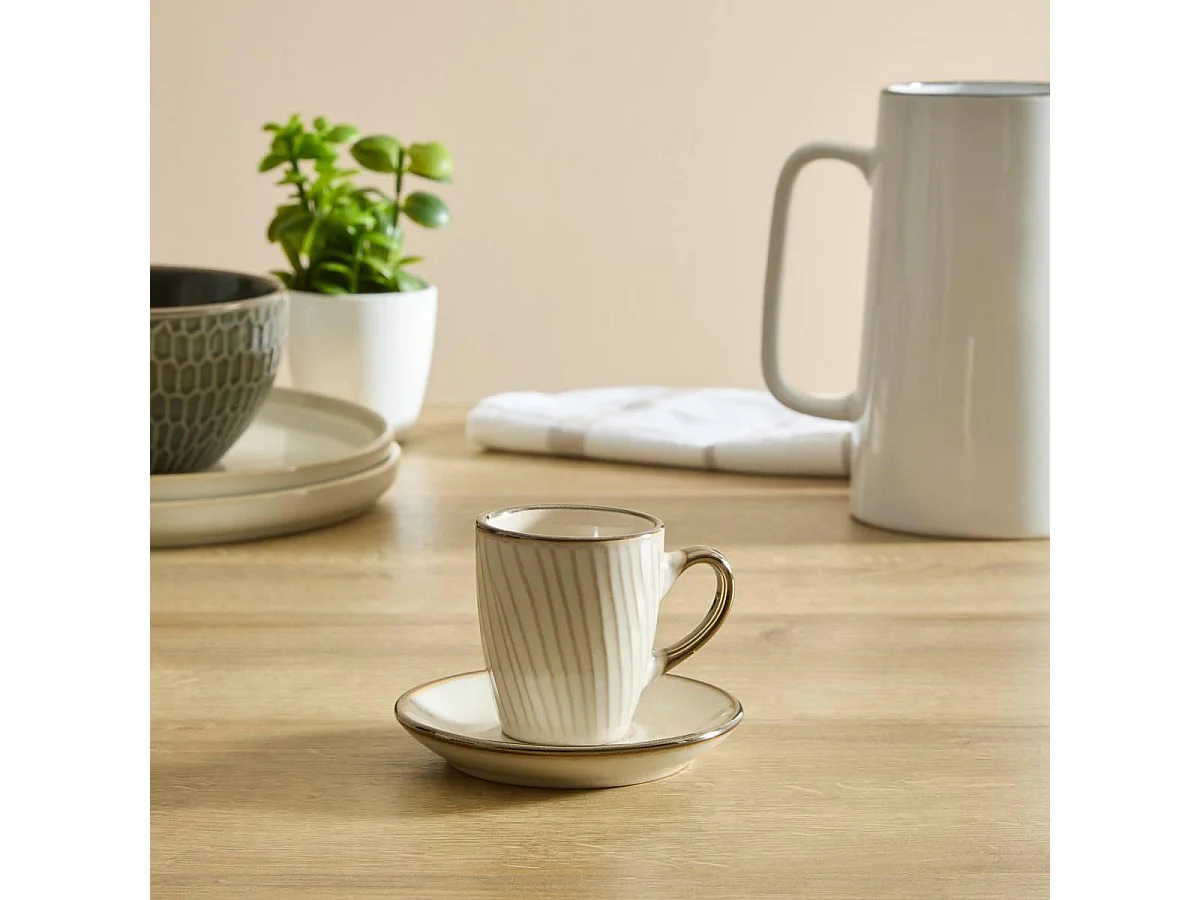 Coffret 2 Tasses & 2 Soucoupes "Ella" 9cl Blanc