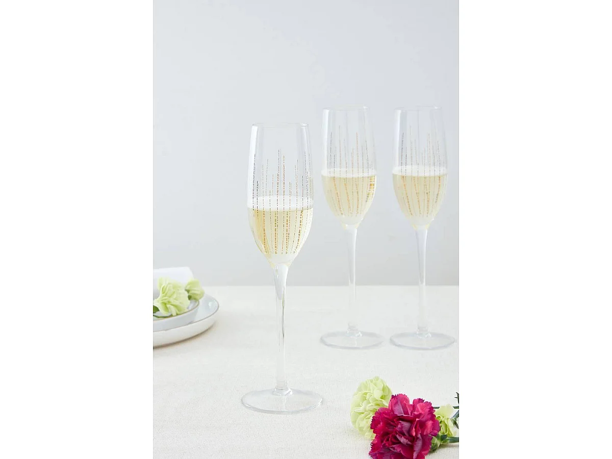 Lot de 4 Flûtes à Champagne "Lunis" 21cl Doré