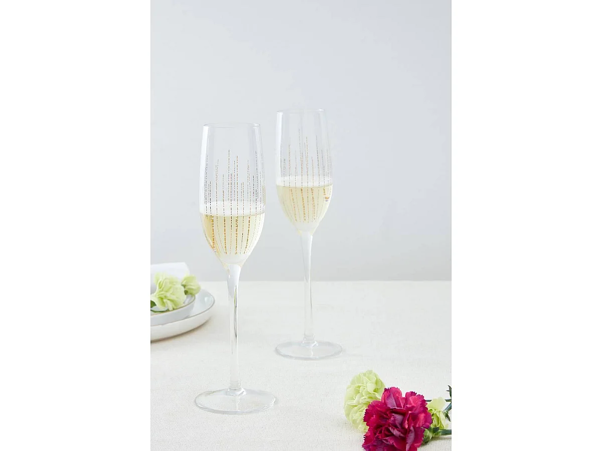 Lot de 4 Flûtes à Champagne "Lunis" 21cl Doré
