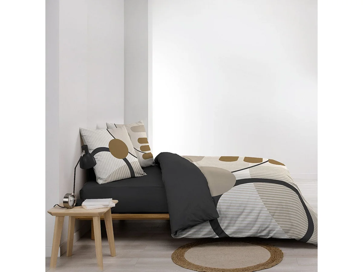 Set Biancheria da Letto in Cotone Geometrico con Stampa Reversibile - Set da 3 Pezzi