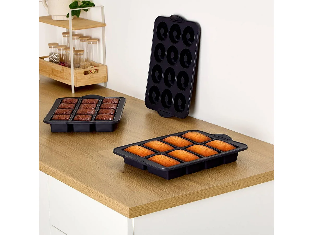 Moule 12 Mini Donuts Silicone "Silitop" 35cm Gris
