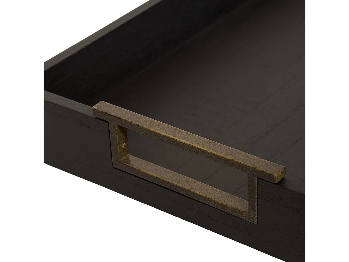 Lot de 2 Plateaux Déco "Saël" 48cm Noir & Naturel