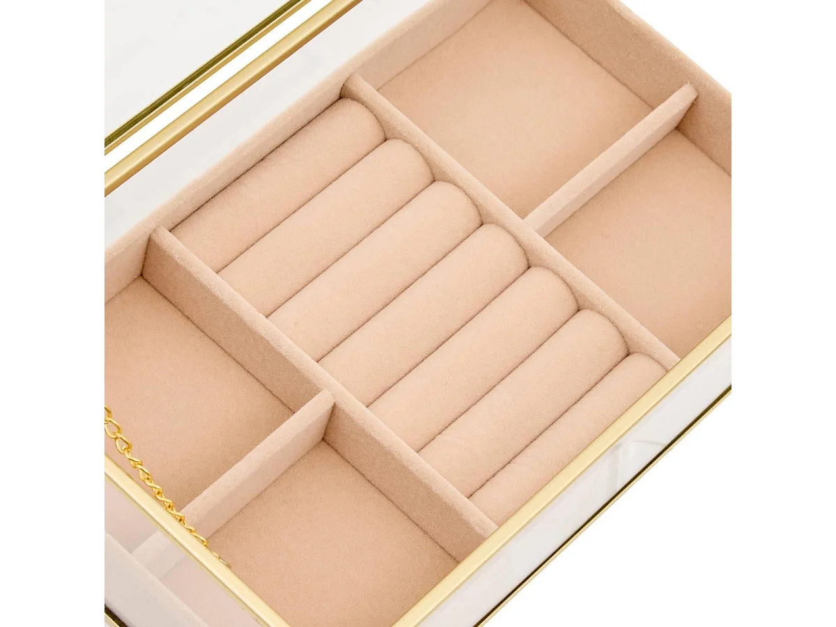 Boîte à Bijoux en Verre "Jude" 24cm Beige