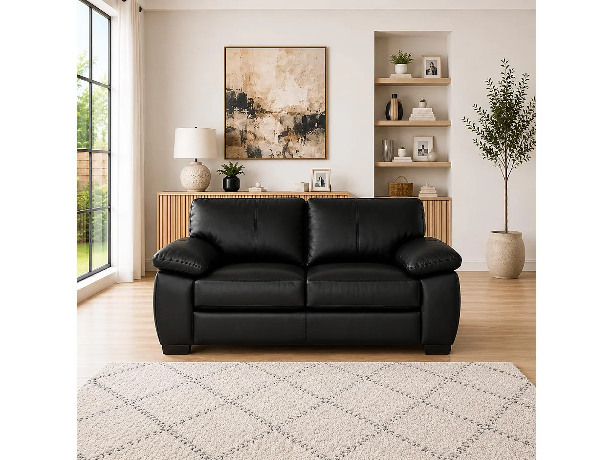 Capri Leather 3+2 Sofa Set in Black